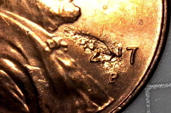 2017-P-Lincoln-Shield-Cent-With-Defective-Planchet/Struck-Through?!